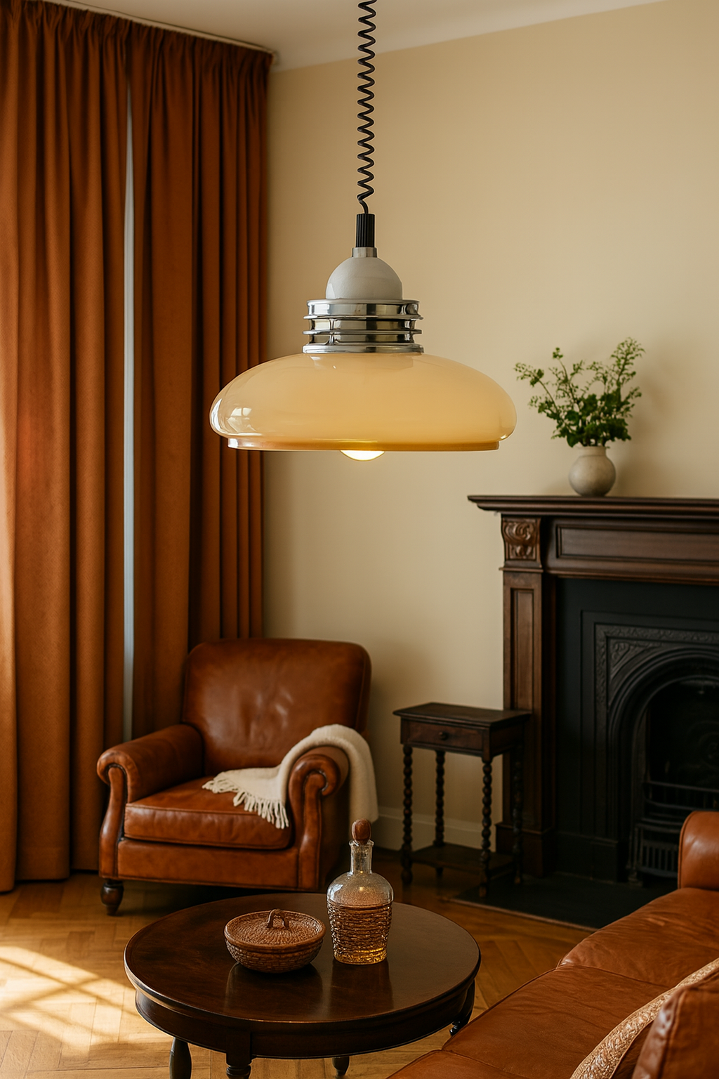 Retro Industrial Glass-Stone Pendant
