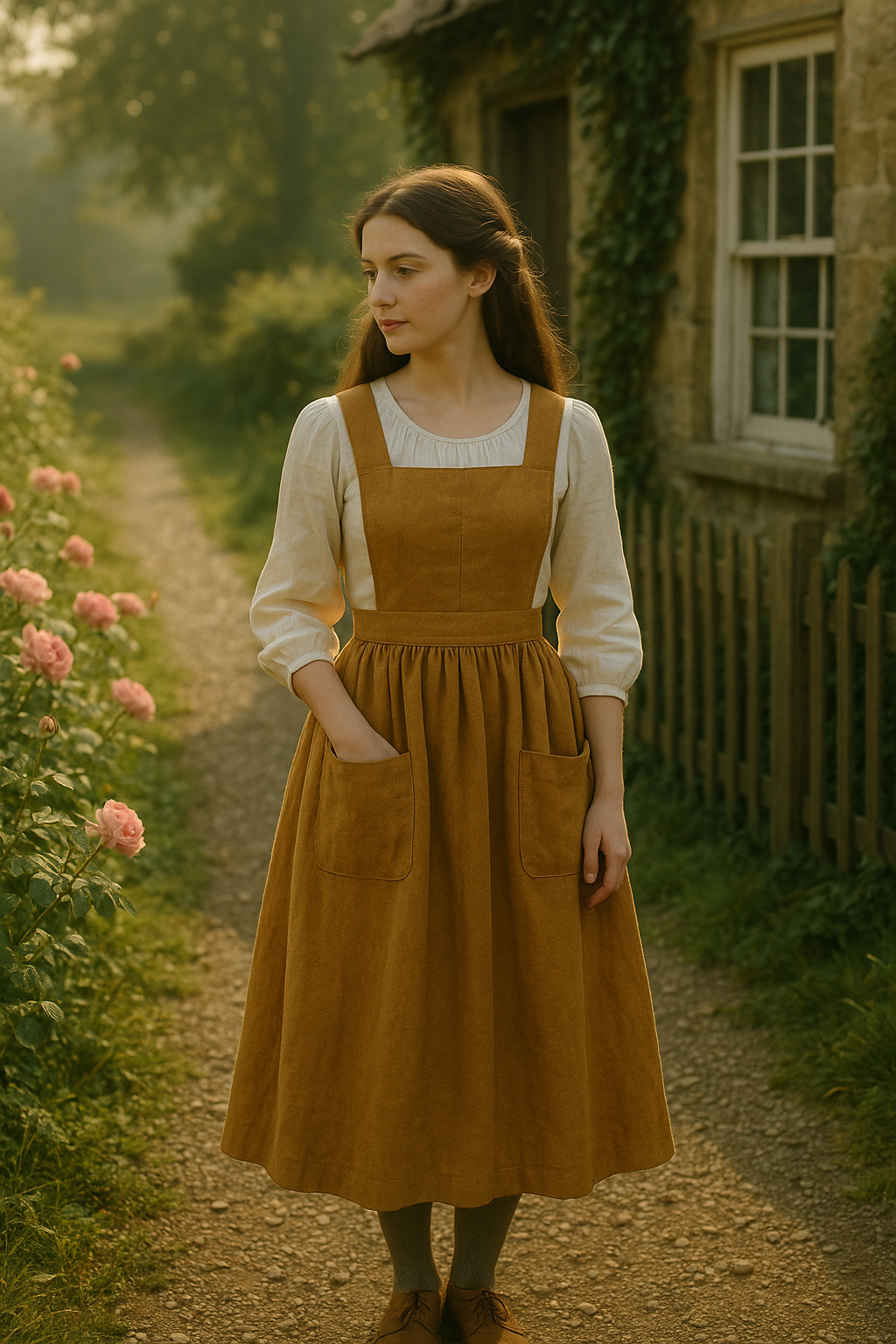 Linen Apron Dress, 1813